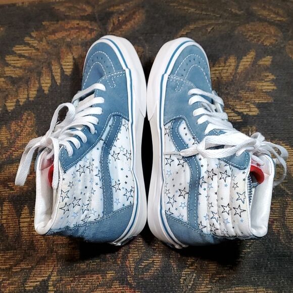 Van's Old Skool Blue Suede High Tops with Stars - Picture 2 of 7